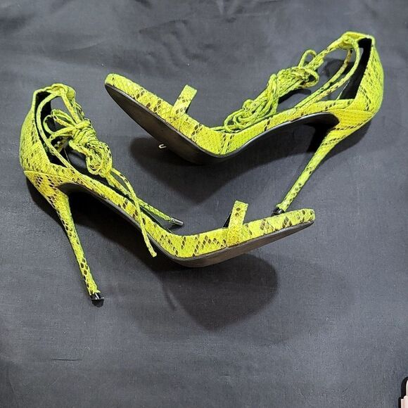 FASHION NOVA SNAKE PRINT LACE UP HIGH HEELS SANDAL - Picture 11 of 16